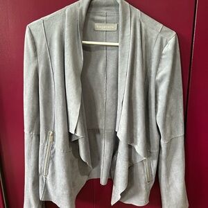 Bagatelle Gray Waterfall Blazer with Draped Collar